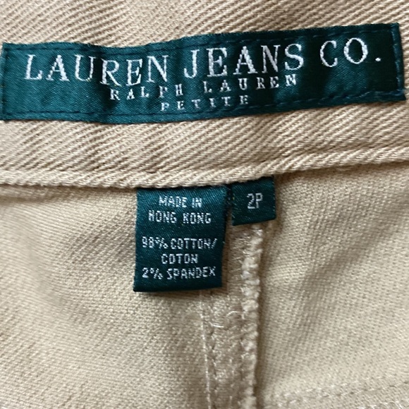 Ralph Lauren Jeans Company. SZ 2 petite. Beige color5 pocket w/turquoise beading - Picture 2 of 3